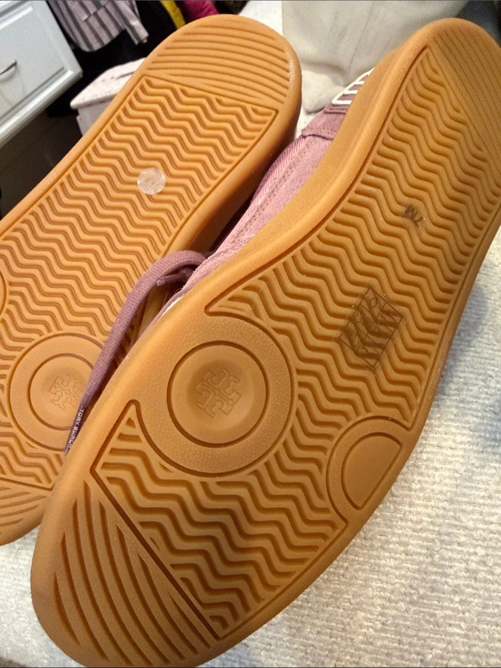 Tory Burch Mauve Pink Suede & Mesh Low-Top Sneakers